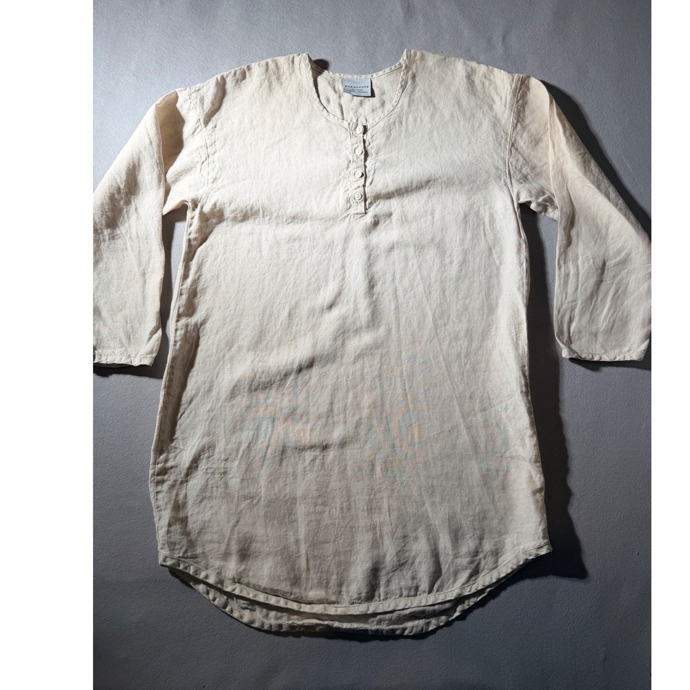 Parachute Linen Henley Shirt Sleep Dress Tunic Womens XL Natural Clay